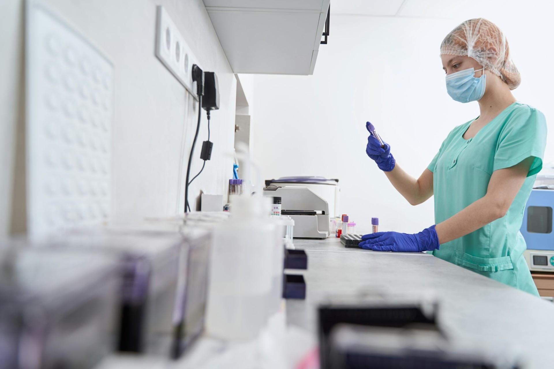 Woman doing medical research in medical laboratory
